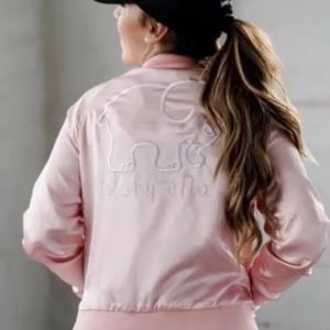 Ivory Ella pink satin bomber jacket size large